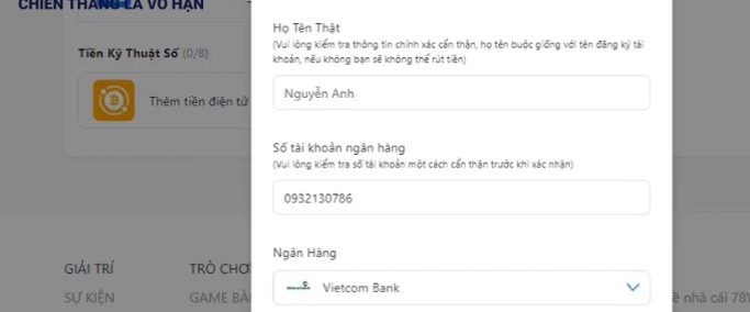 Có thể thêm tài khoản mới để thay đổi địa chỉ nhận tiền
